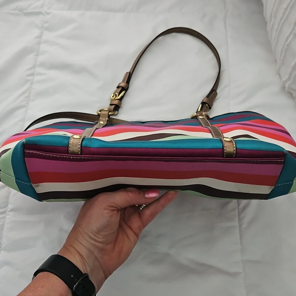 Coach Multistriped Legacy Tote - Picture 6 of 12